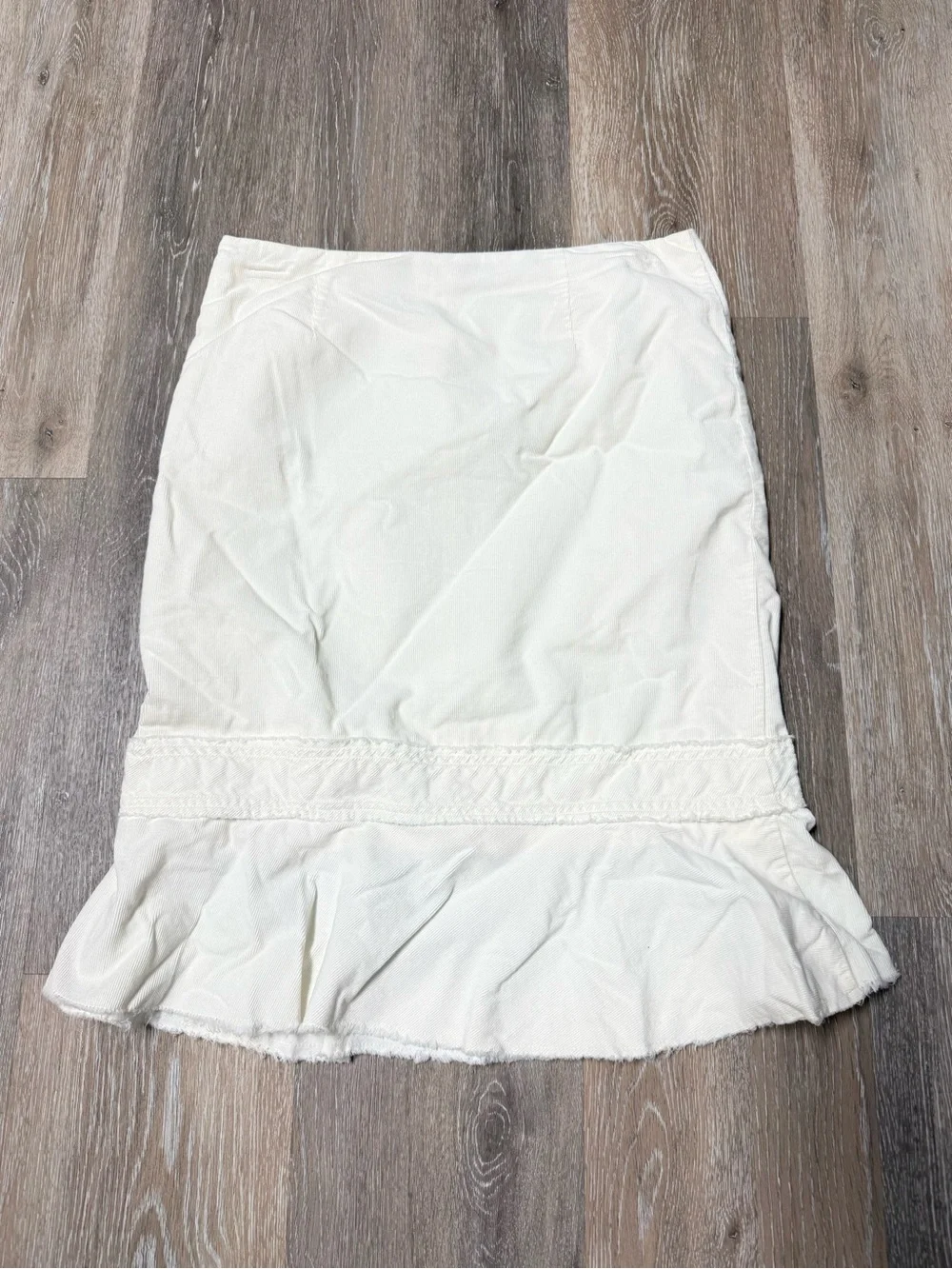 VTG Y2K American Eagle White Corduroy Skirt 2 Rosette Drop Waist Mermaid